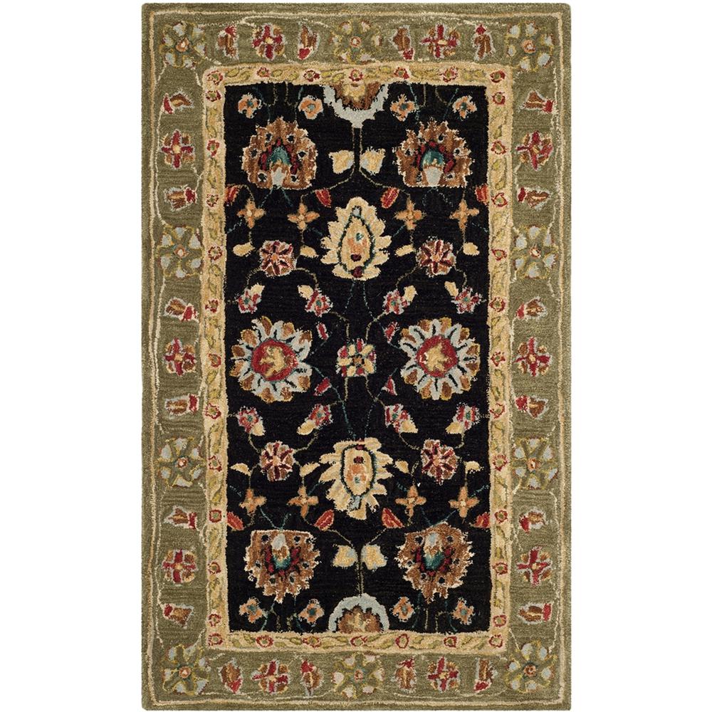 ANATOLIA, BLACK / GREEN, 4' X 6', Area Rug. Picture 1