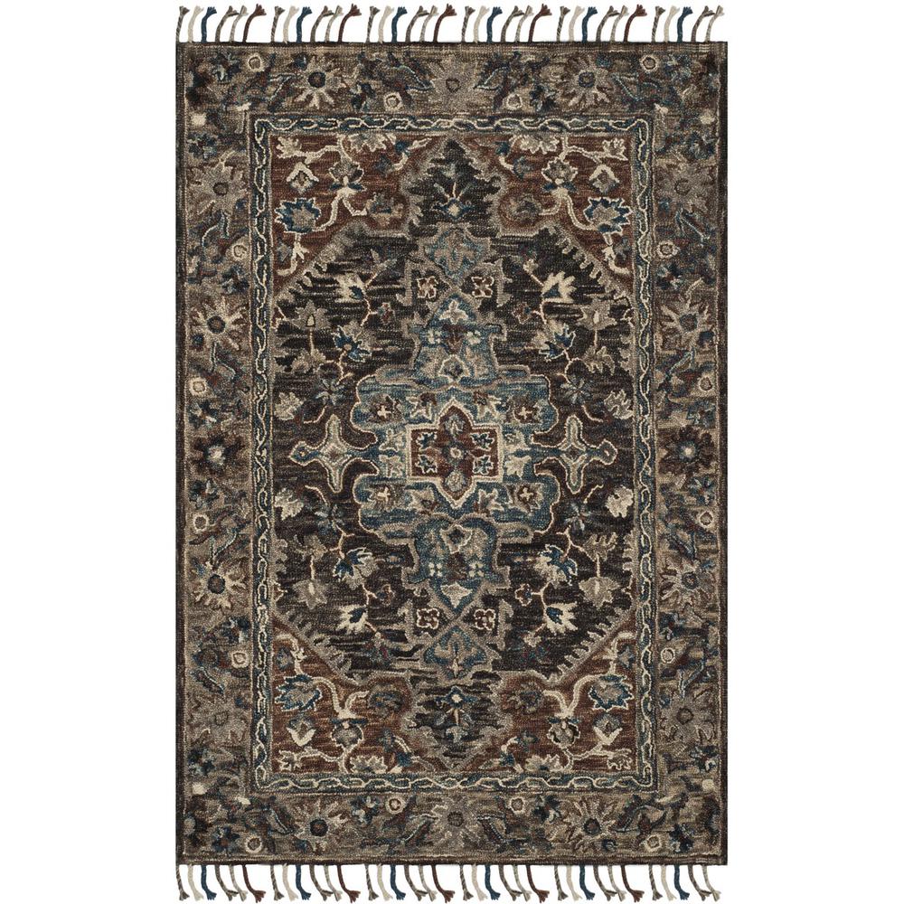 ASPEN, CHARCOAL / LIGHT BROWN, 3' X 5', Area Rug. Picture 1