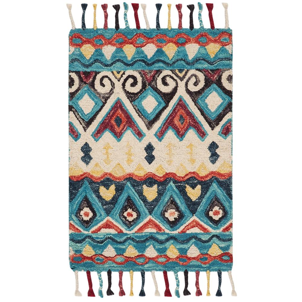 ASPEN, BLUE / RED, 2'-3" X 5', Area Rug, APN137A-25. Picture 1