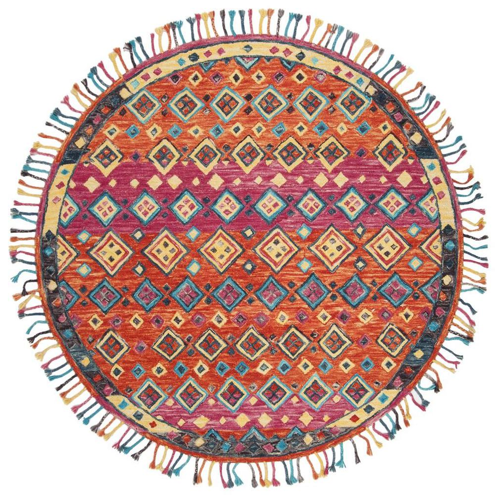 ASPEN, ORANGE / FUCHSIA, 7' X 7' Round, Area Rug. Picture 1