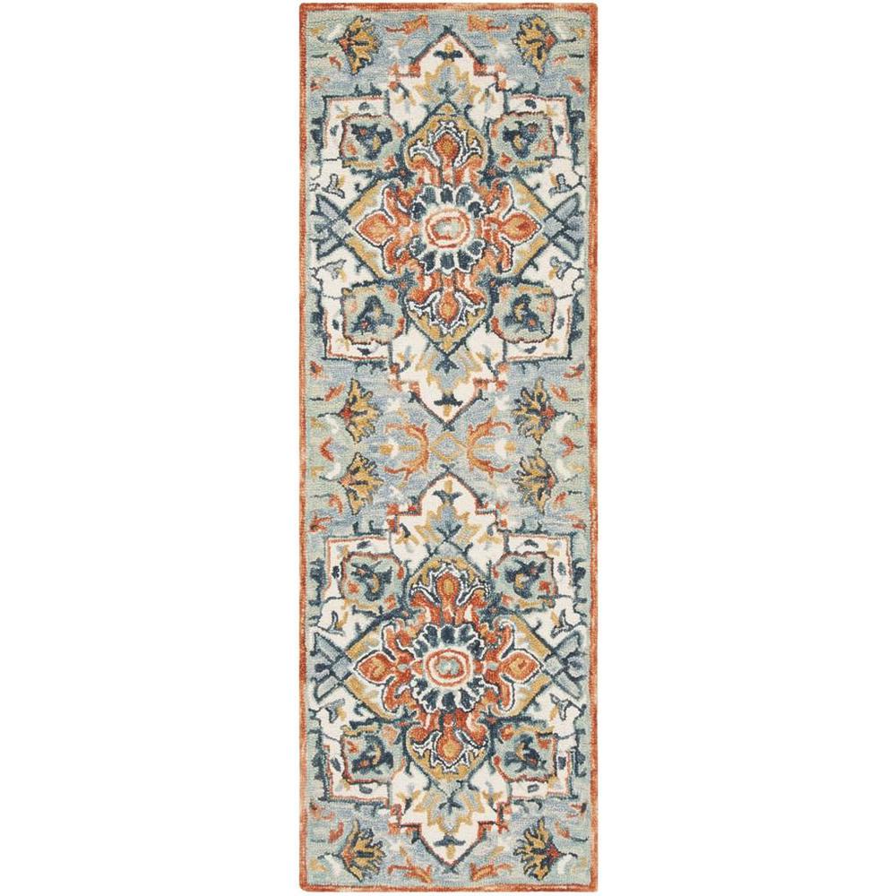 ASPEN, BLUE / RUST, 2'-3" X 5', Area Rug, APN312A-25. Picture 1