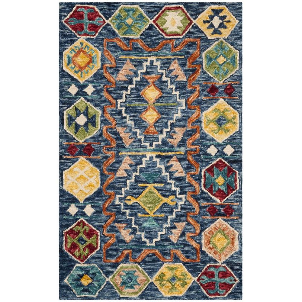 ASPEN, NAVY / GOLD, 4' X 6', Area Rug. Picture 1