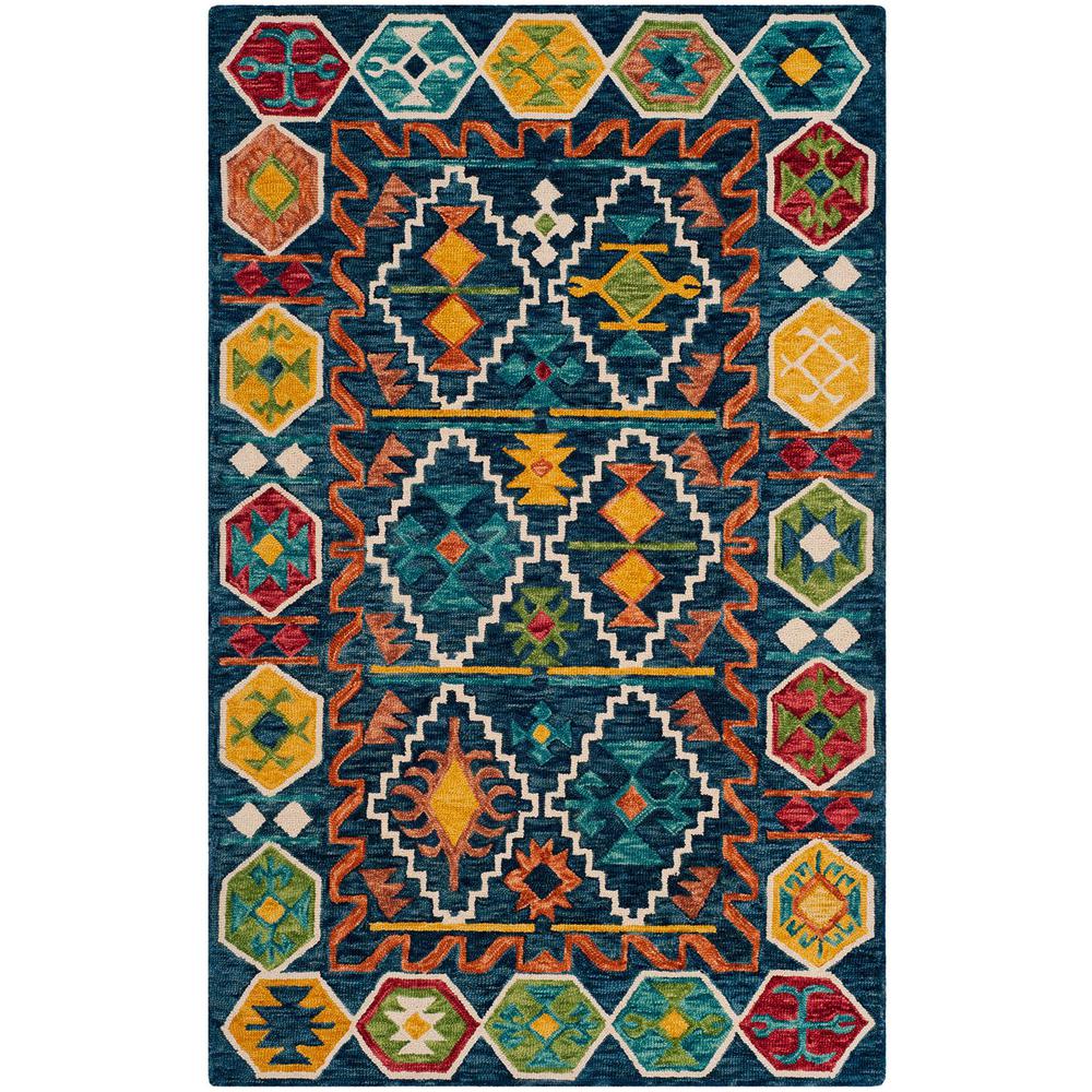 ASPEN, NAVY / GOLD, 6' X 9', Area Rug. Picture 1