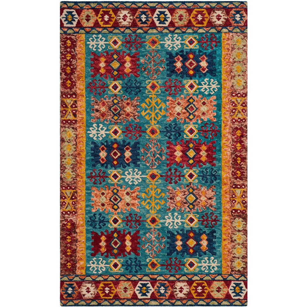 ASPEN, BLUE / RED, 6' X 9', Area Rug, APN503A-6. Picture 1