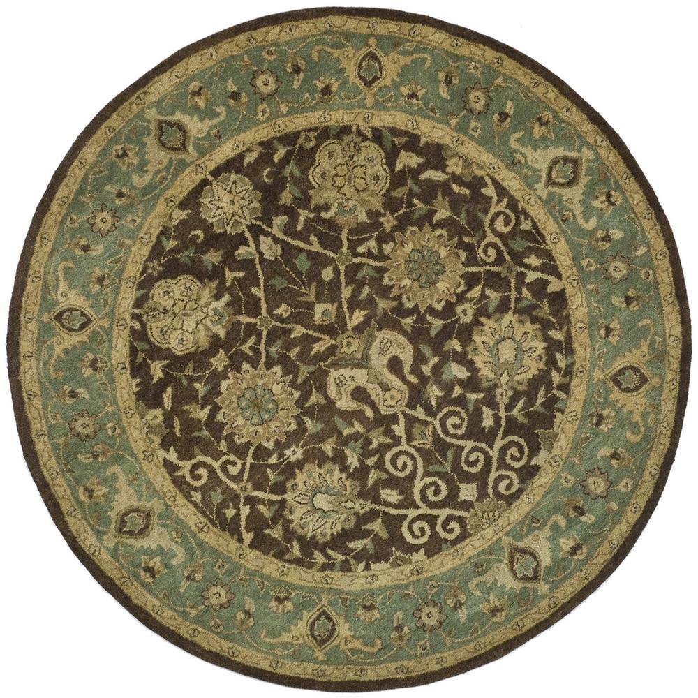 ANTIQUITY, BROWN / GREEN, 6' X 6' Round, Area Rug, AT21G-6R. Picture 1