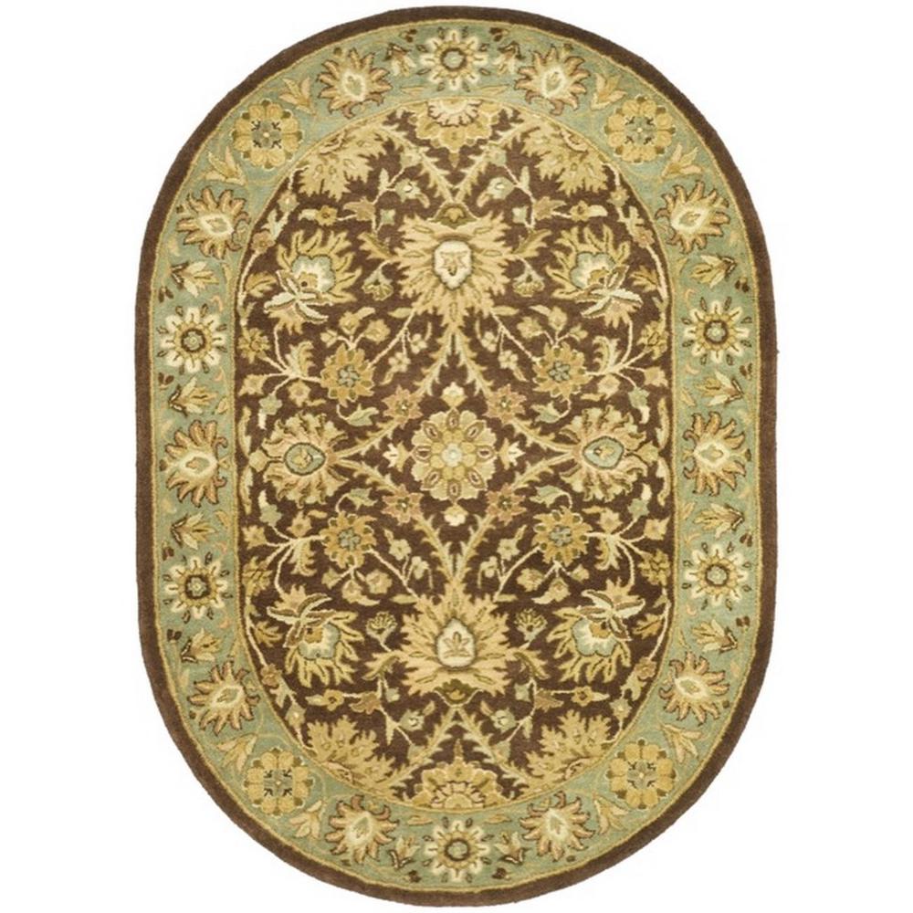 ANTIQUITY, CHOCOLATE / BLUE, 7'-6" X 9'-6" Oval, Area Rug. Picture 1