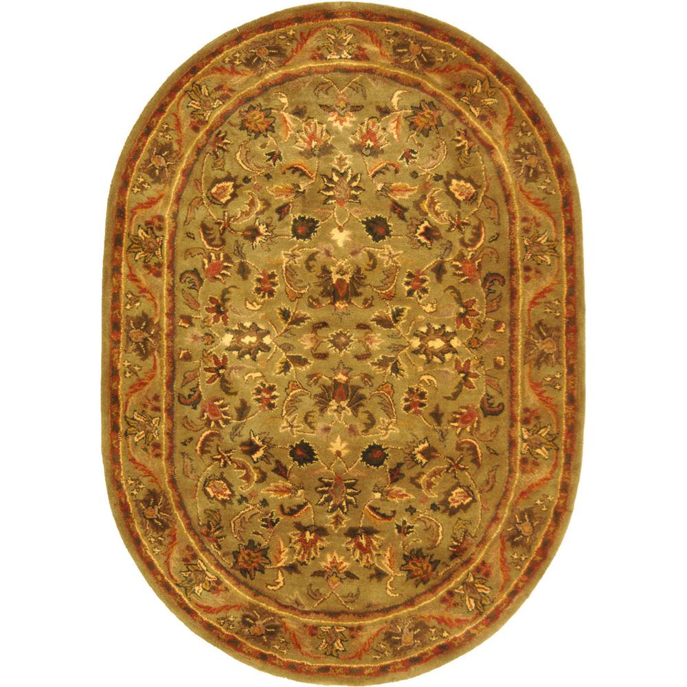 ANTIQUITY, OLIVE / GOLD, 7'-6" X 9'-6" Oval, Area Rug. Picture 1