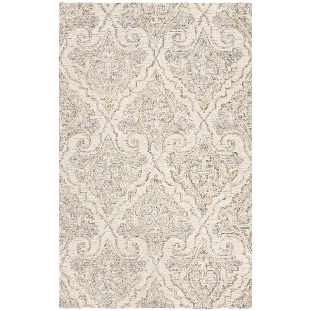 AUBUSSON, IVORY / GREEN, 5' X 8', Area Rug. Picture 1