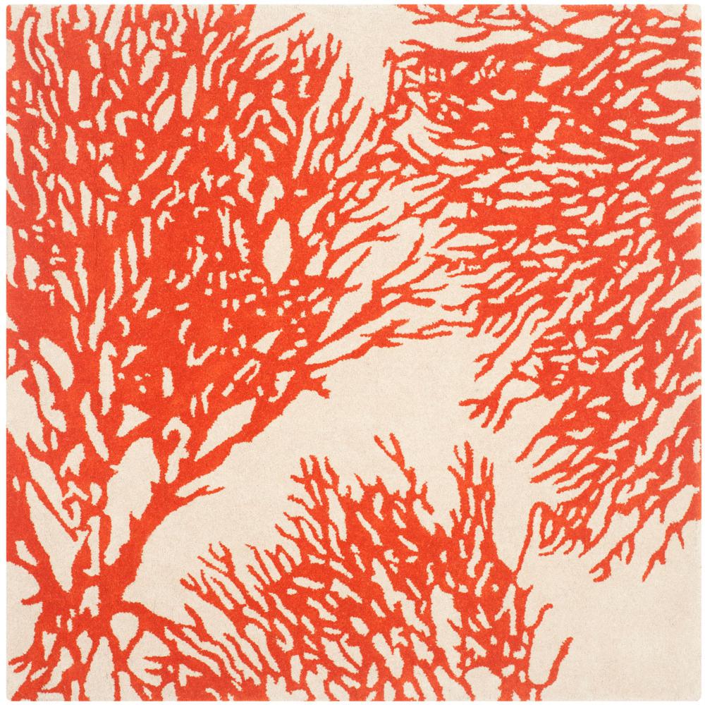 BELLA, BEIGE / TERRACOTTA, 7' X 7' Square, Area Rug. Picture 1