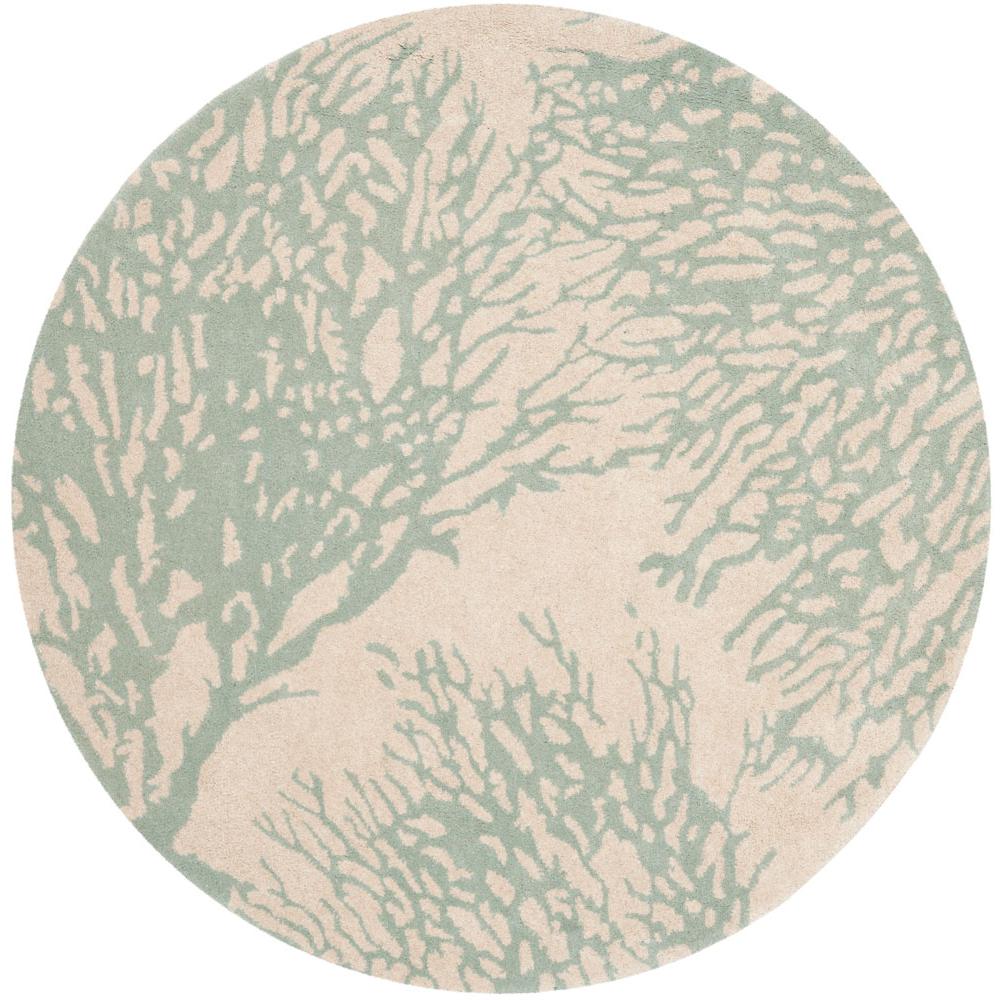 BELLA, BEIGE / BLUE, 7' X 7' Round, Area Rug. Picture 1