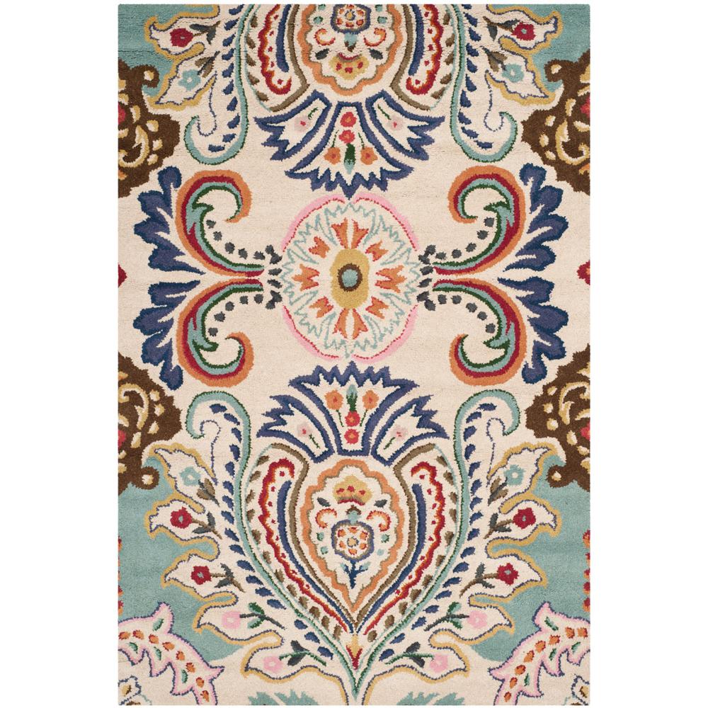 BELLA, IVORY / BLUE, 5' X 8', Area Rug, BEL118A-5. Picture 1