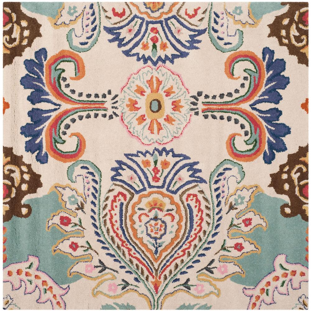 BELLA, IVORY / BLUE, 7' X 7' Square, Area Rug. Picture 1