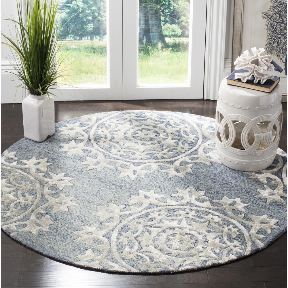 BELLA, BLUE, 5' X 5' Round, Area Rug, BEL914A-5R. Picture 1