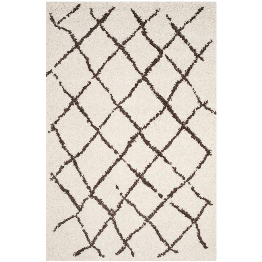 BERBER SHAG, CREME / BROWN, 5'-1" X 7'-6", Area Rug. Picture 1