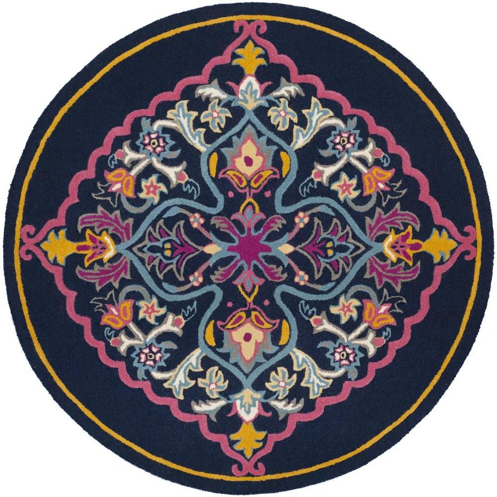 Bellagio, NAVY BLUE / MULTI, 7' X 7' Round, Area Rug. Picture 1
