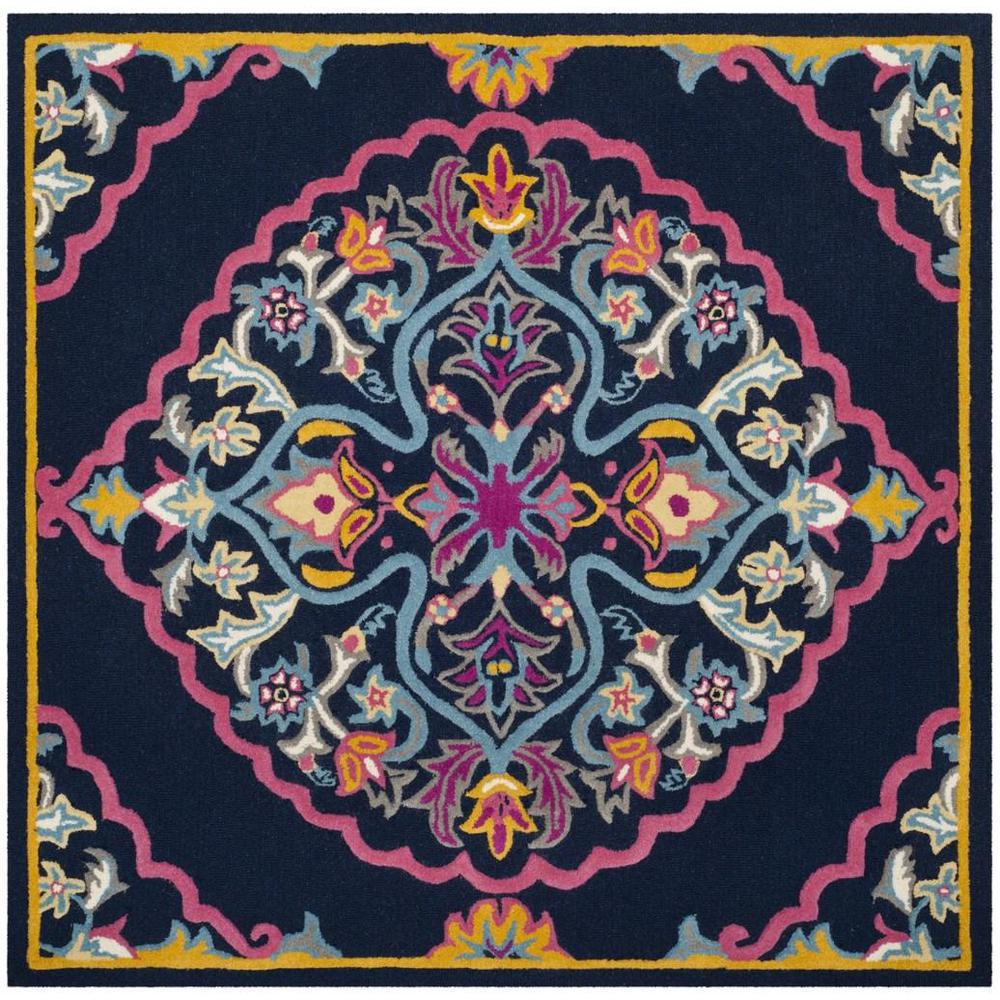 Bellagio, NAVY BLUE / MULTI, 7' X 7' Square, Area Rug. Picture 1