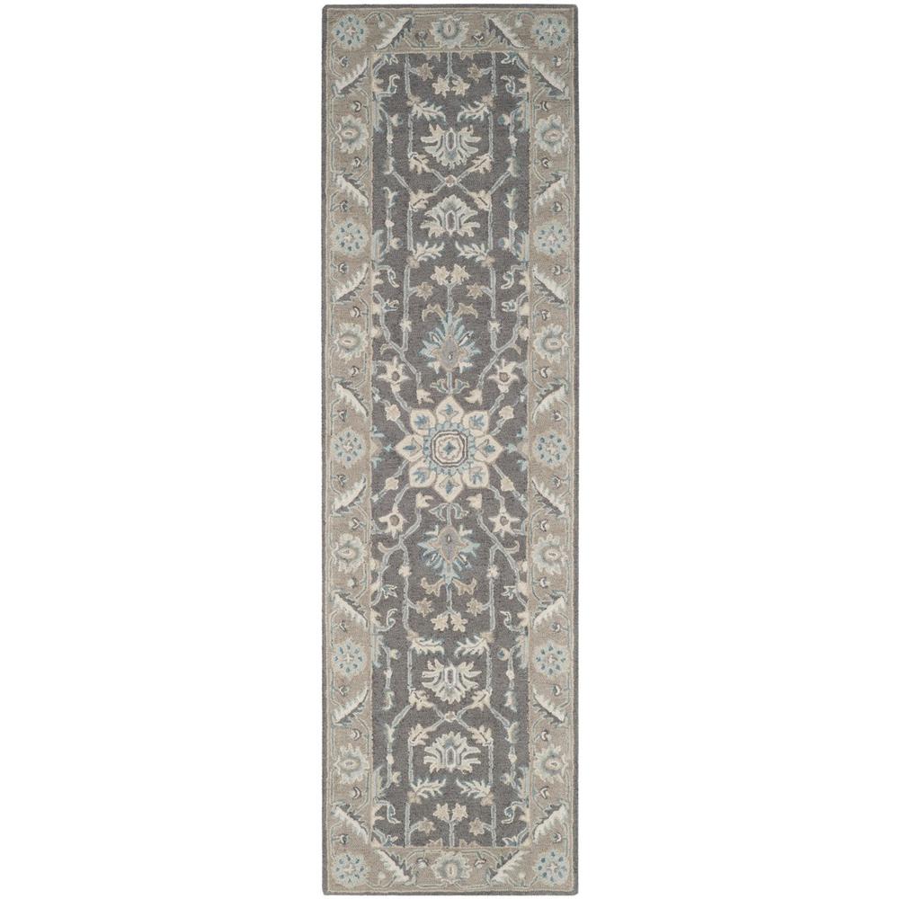 BLOSSOM, DARK GREY / LIGHT BROWN, 2'-3" X 8', Area Rug. Picture 1