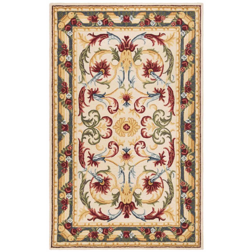 BLOSSOM, IVORY / GREEN, 5' X 8', Area Rug. Picture 1