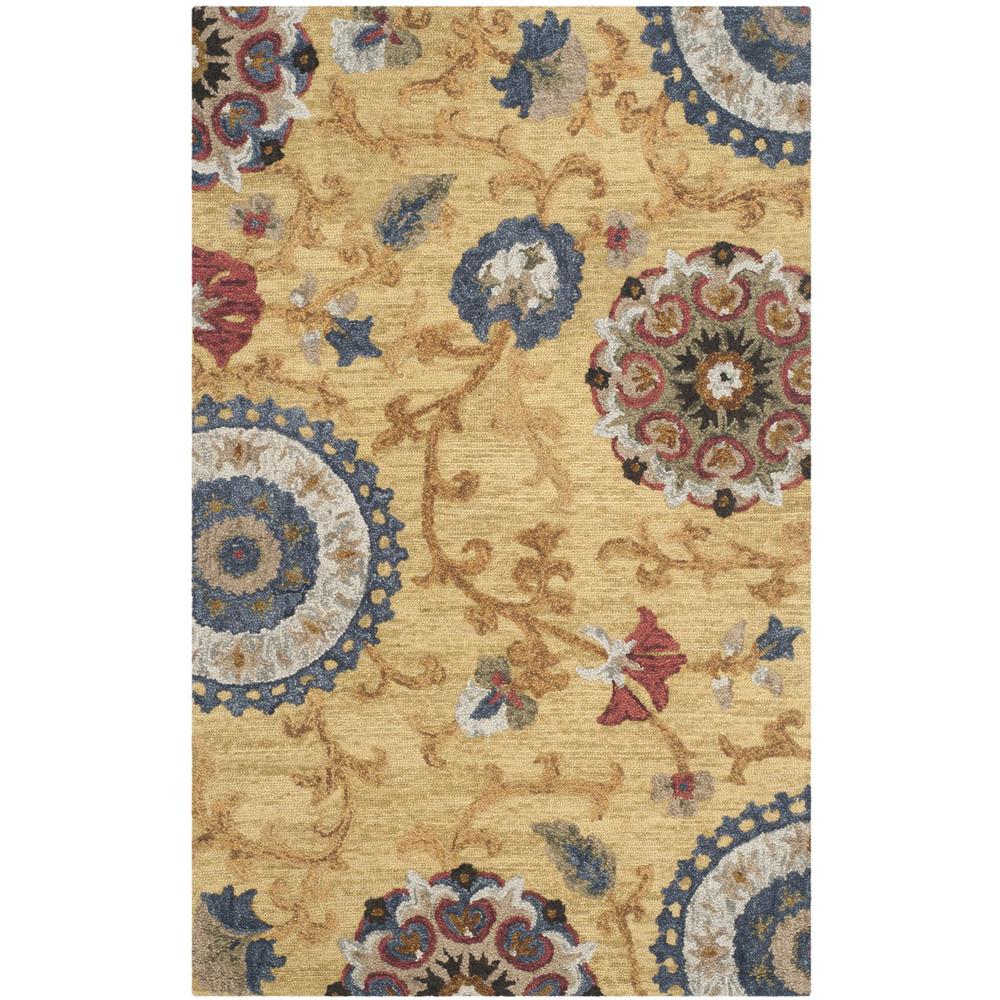 BLOSSOM, GOLD / MULTI, 6' X 9', Area Rug. Picture 1