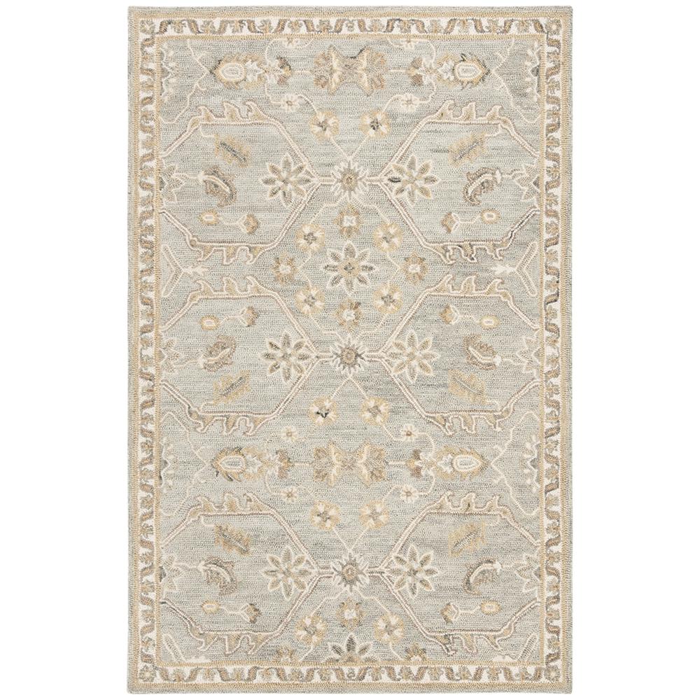 BLOSSOM, SLATE / BEIGE, 5' X 8', Area Rug. Picture 1