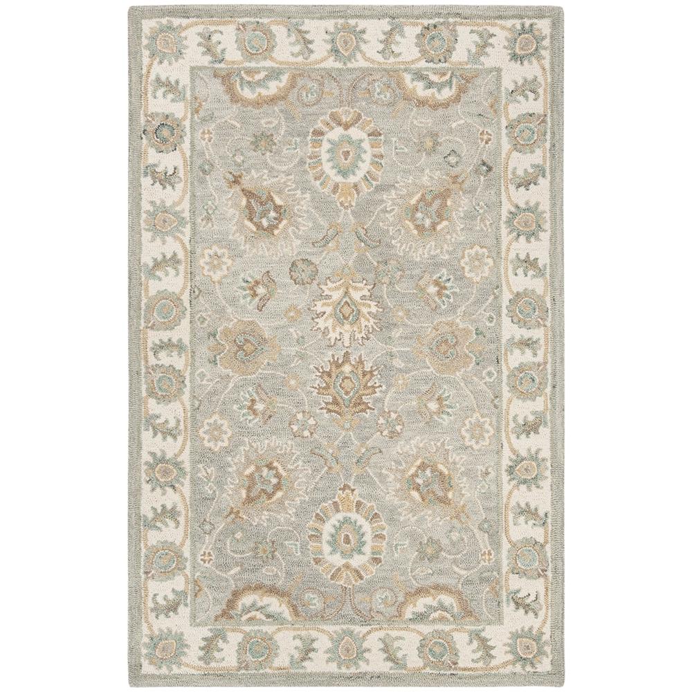 BLOSSOM, AQUA / IVORY, 5' X 8', Area Rug. Picture 1