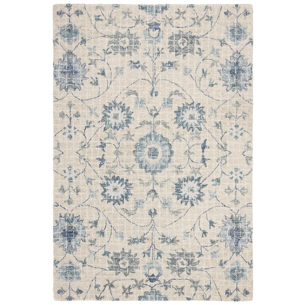 BLOSSOM, SILVER / BLUE, 5' X 8', Area Rug. Picture 1