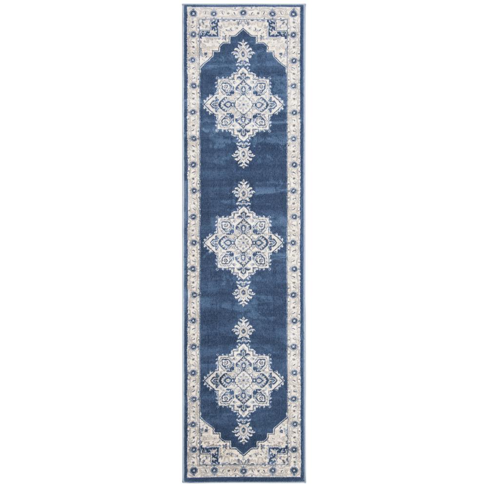 BRENTWOOD, Navy / Creme, 2' X 6', Area Rug. Picture 1
