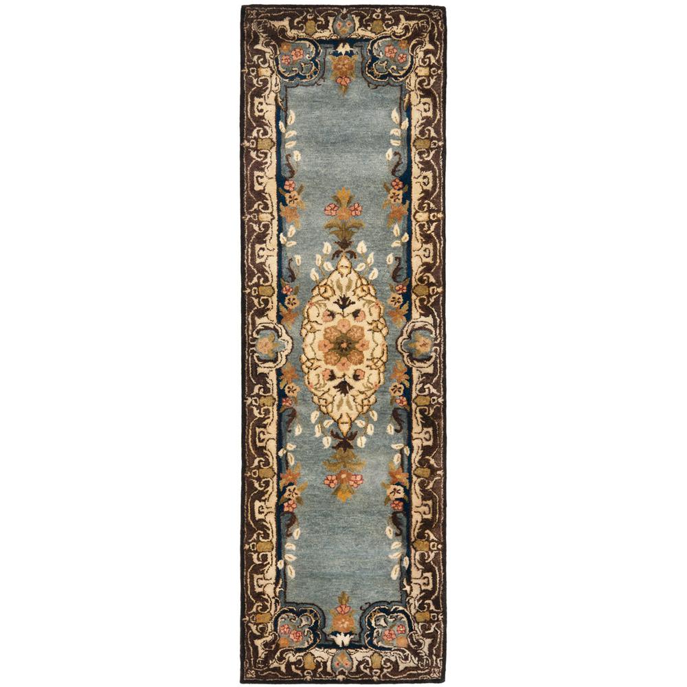 BERGAMA, LIGHT BLUE / IVORY, 2'-3" X 12', Area Rug, BRG141A-212. Picture 1