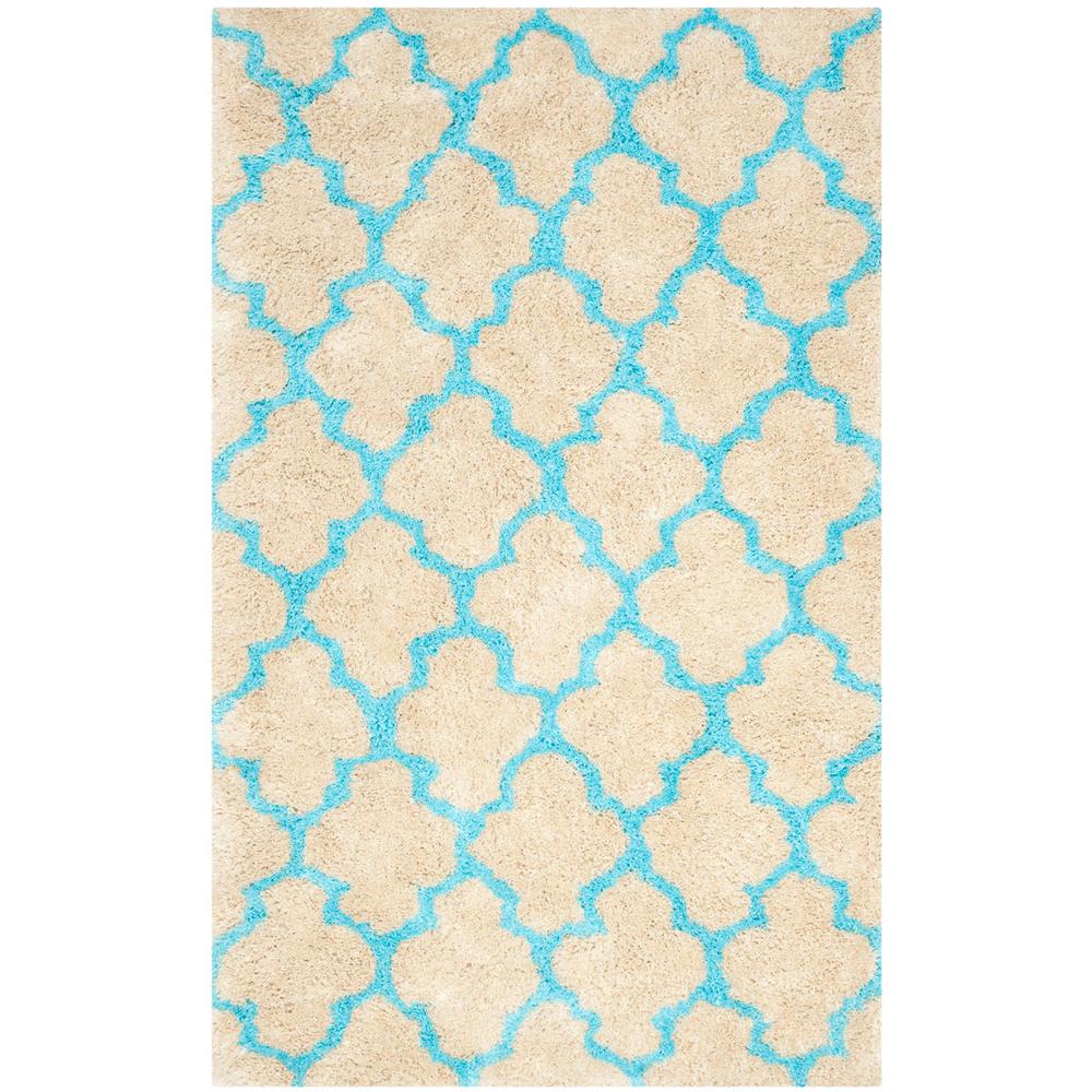 SG-BSG-Barcelona Shag, CREAM / BLUE, 5' X 8', Area Rug. Picture 1