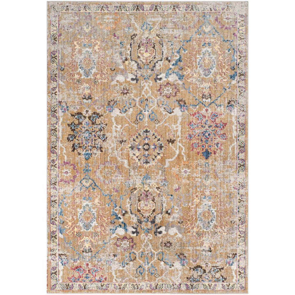 BRISTOL, CAMEL / BLUE, 5'-1" X 7'-6", Area Rug. Picture 1
