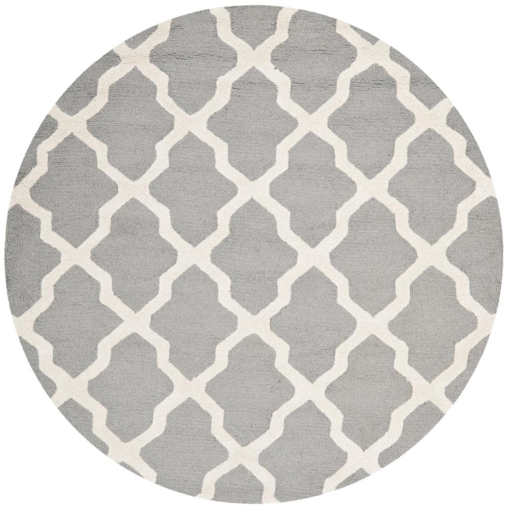 CAMBRIDGE, SILVER / IVORY, 4' X 4' Round, Area Rug, CAM121D-4R. Picture 1
