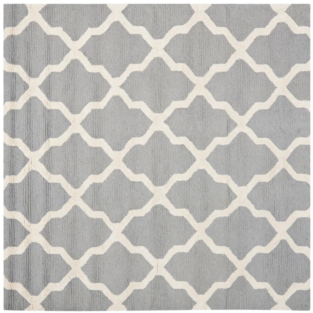 CAMBRIDGE, SILVER / IVORY, 4' X 4' Square, Area Rug, CAM121D-4SQ. Picture 1