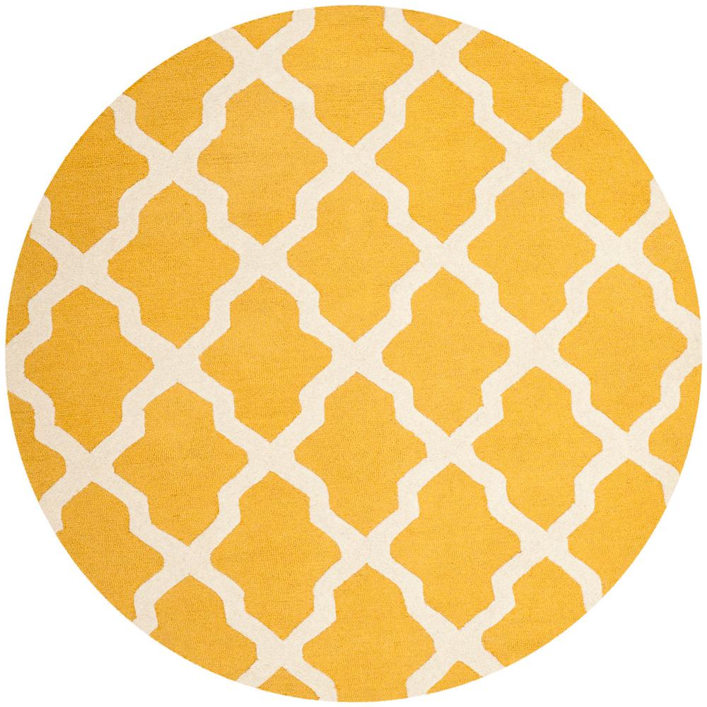 CAMBRIDGE, GOLD / IVORY, 8' X 8' Round, Area Rug, CAM121Q-8R. Picture 1