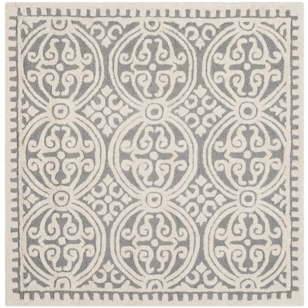 CAMBRIDGE, SILVER / IVORY, 4' X 4' Square, Area Rug, CAM123D-4SQ. Picture 1