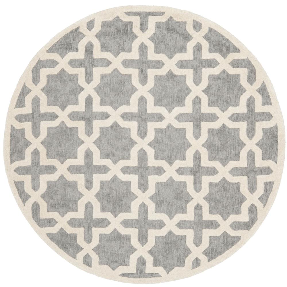 CAMBRIDGE, SILVER / IVORY, 6' X 6' Round, Area Rug, CAM125D-6R. Picture 1