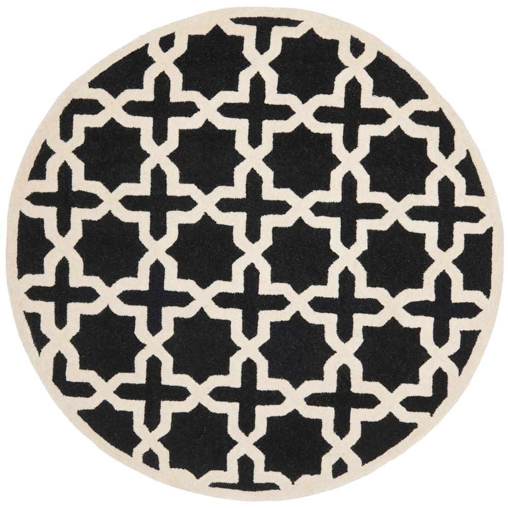 CAMBRIDGE, BLACK / IVORY, 6' X 6' Round, Area Rug, CAM125E-6R. Picture 1