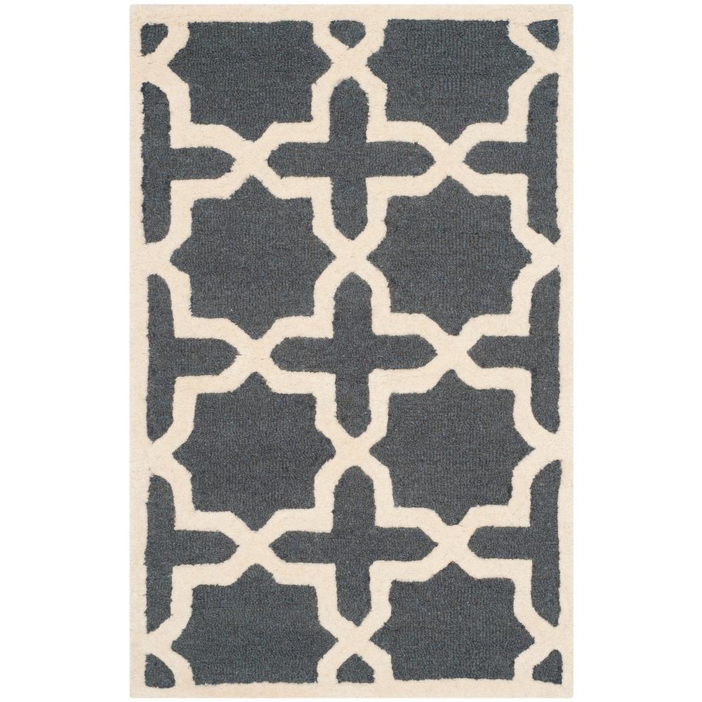CAMBRIDGE, DARK GREY / IVORY, 2'-6" X 4', Area Rug, CAM125X-24. Picture 1