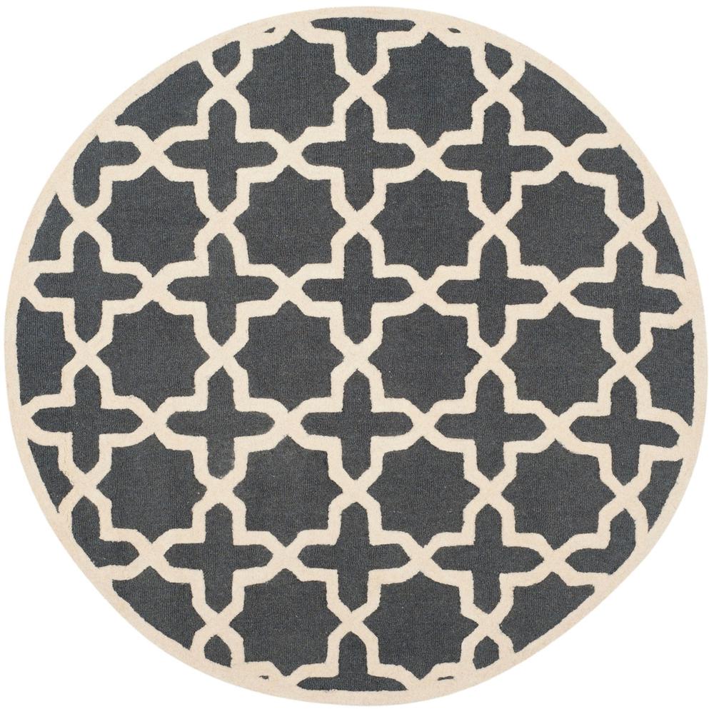 CAMBRIDGE, DARK GREY / IVORY, 6' X 6' Round, Area Rug, CAM125X-6R. Picture 1