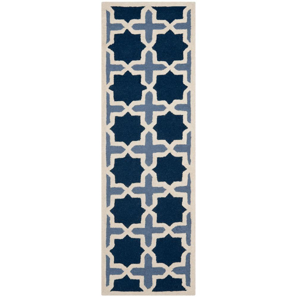 CAMBRIDGE, BLUE / IVORY, 2'-6" X 12', Area Rug, CAM127A-212. Picture 1