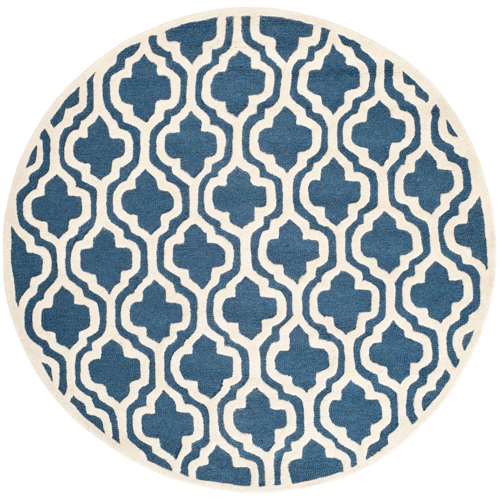 CAMBRIDGE, NAVY / IVORY, 6' X 6' Round, Area Rug, CAM132G-6R. Picture 1