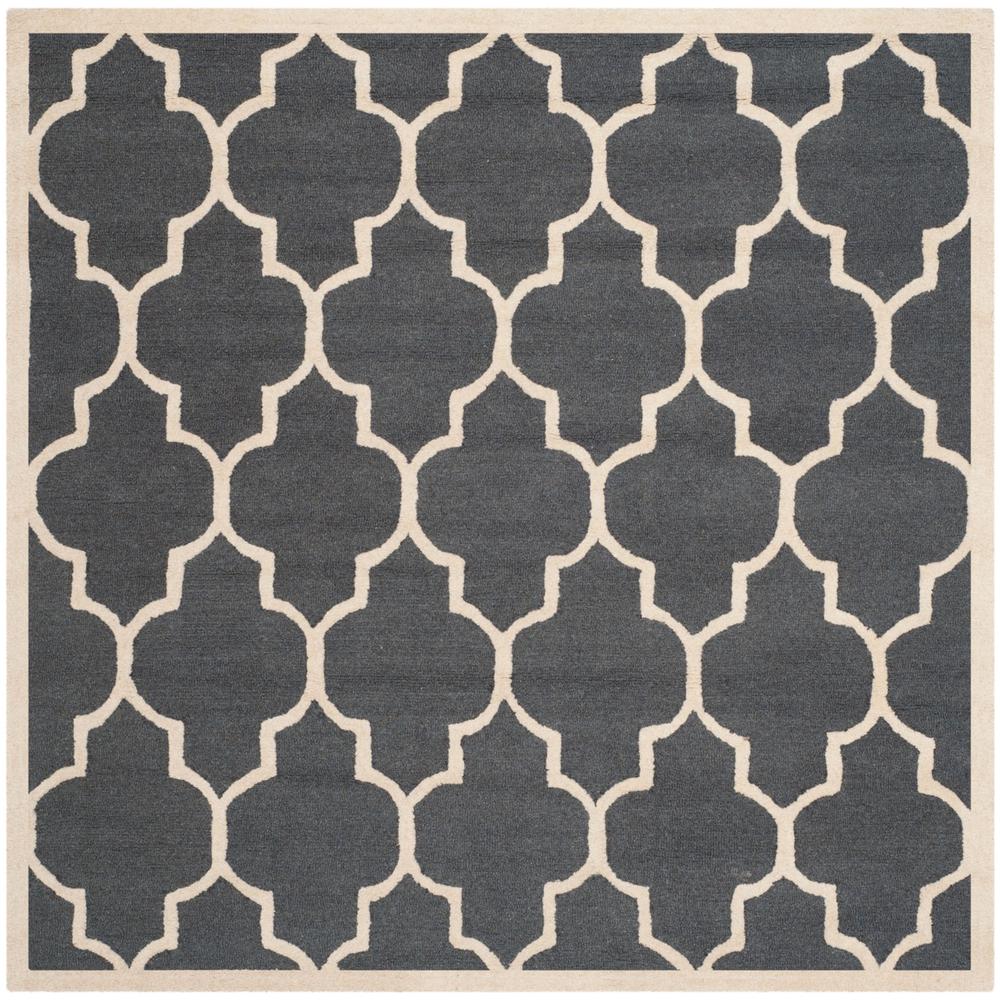 CAMBRIDGE, DARK GREY / IVORY, 6' X 6' Square, Area Rug, CAM134X-6SQ. Picture 1
