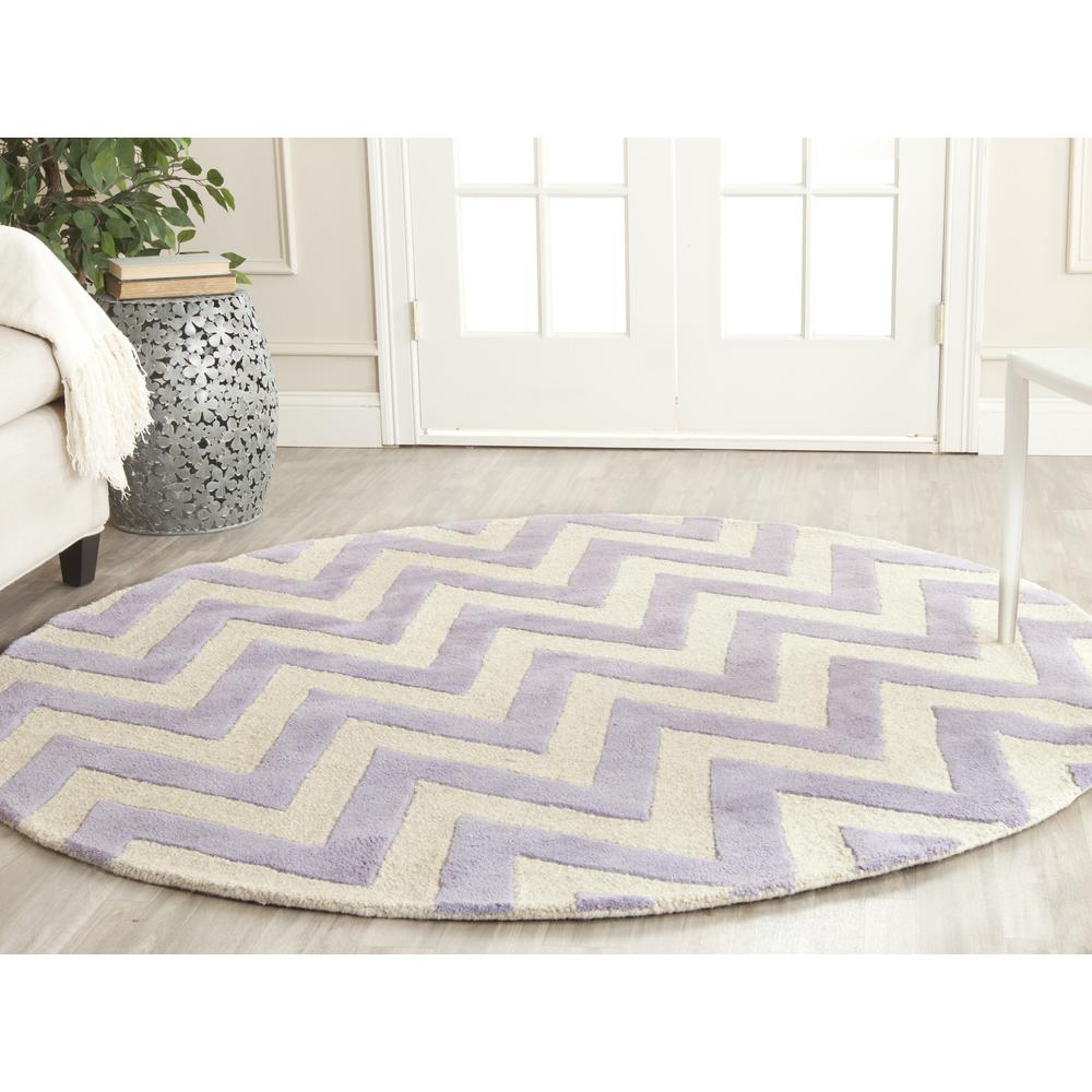 CAMBRIDGE, LAVANDER / IVORY, 6' X 6' Round, Area Rug, CAM139C-6R. Picture 5
