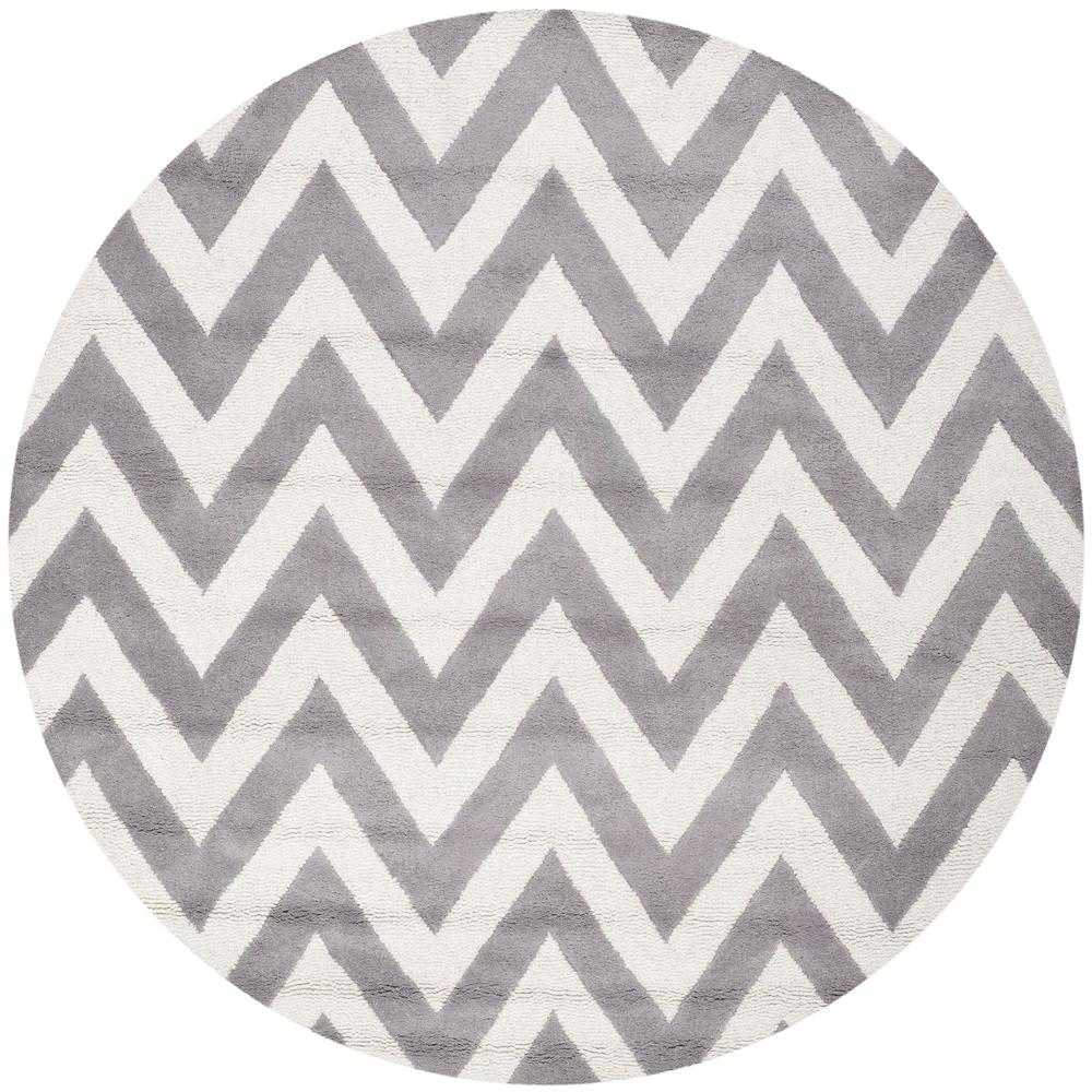 CAMBRIDGE, SILVER / IVORY, 4' X 4' Round, Area Rug, CAM139D-4R. Picture 1