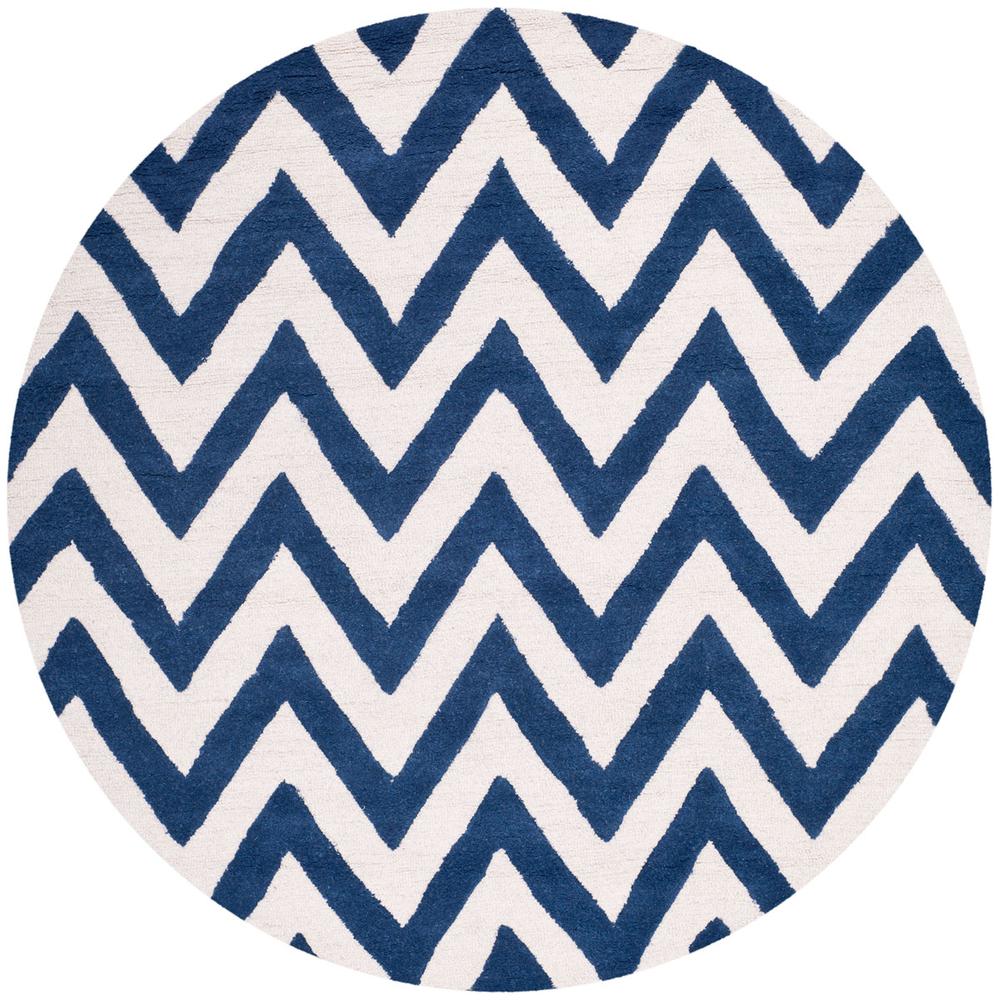 CAMBRIDGE, NAVY / IVORY, 8' X 8' Round, Area Rug, CAM139G-8R. Picture 1