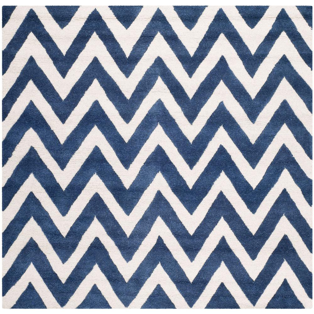 CAMBRIDGE, NAVY / IVORY, 6' X 6' Square, Area Rug, CAM139G-6SQ. Picture 1