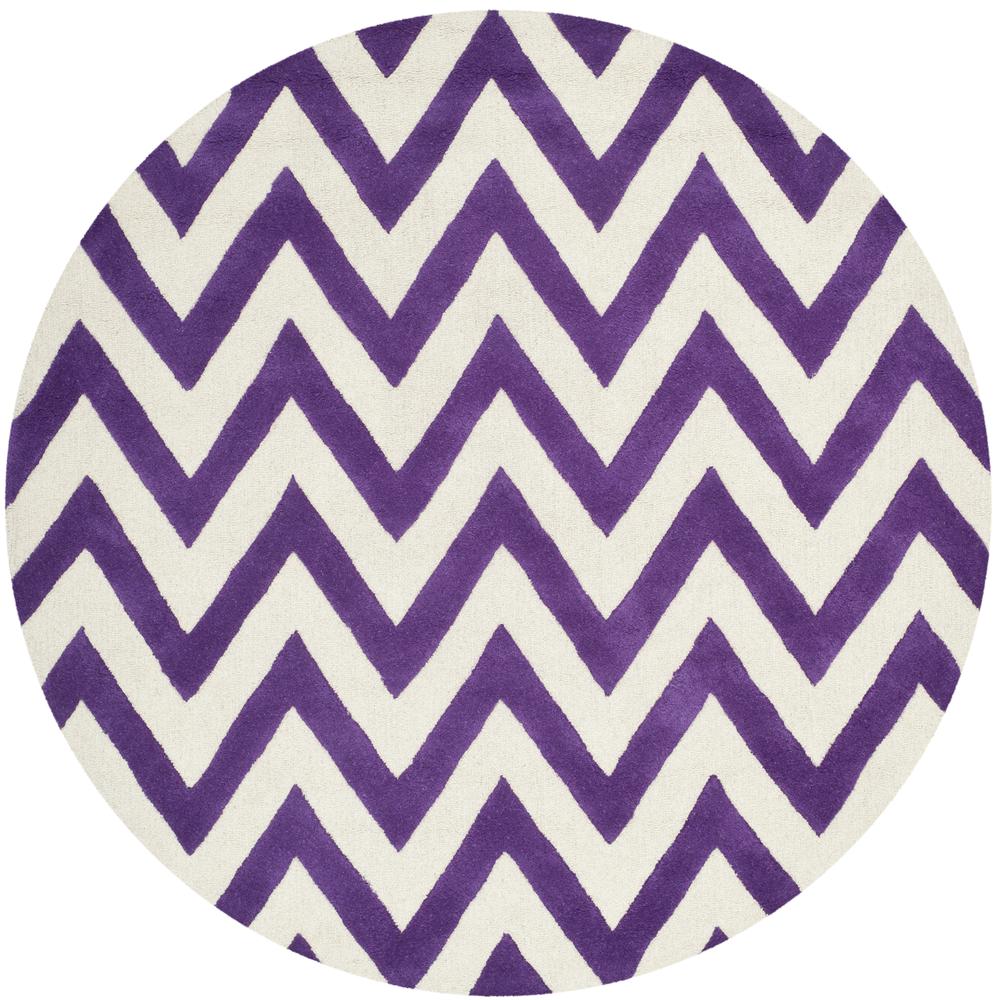 CAMBRIDGE, PURPLE / IVORY, 6' X 6' Round, Area Rug, CAM139K-6R. Picture 1
