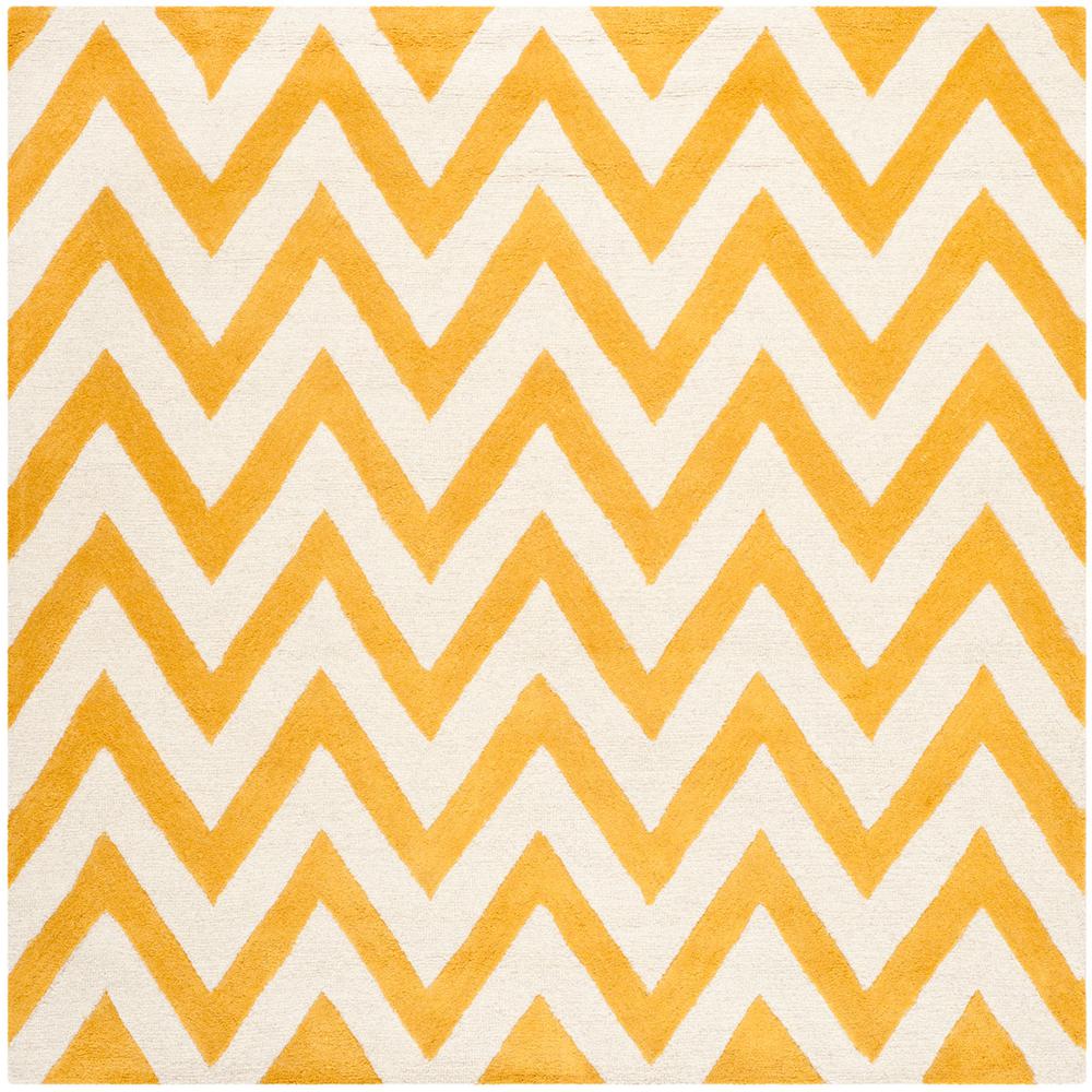CAMBRIDGE, GOLD / IVORY, 8' X 8' Square, Area Rug, CAM139Q-8SQ. Picture 1