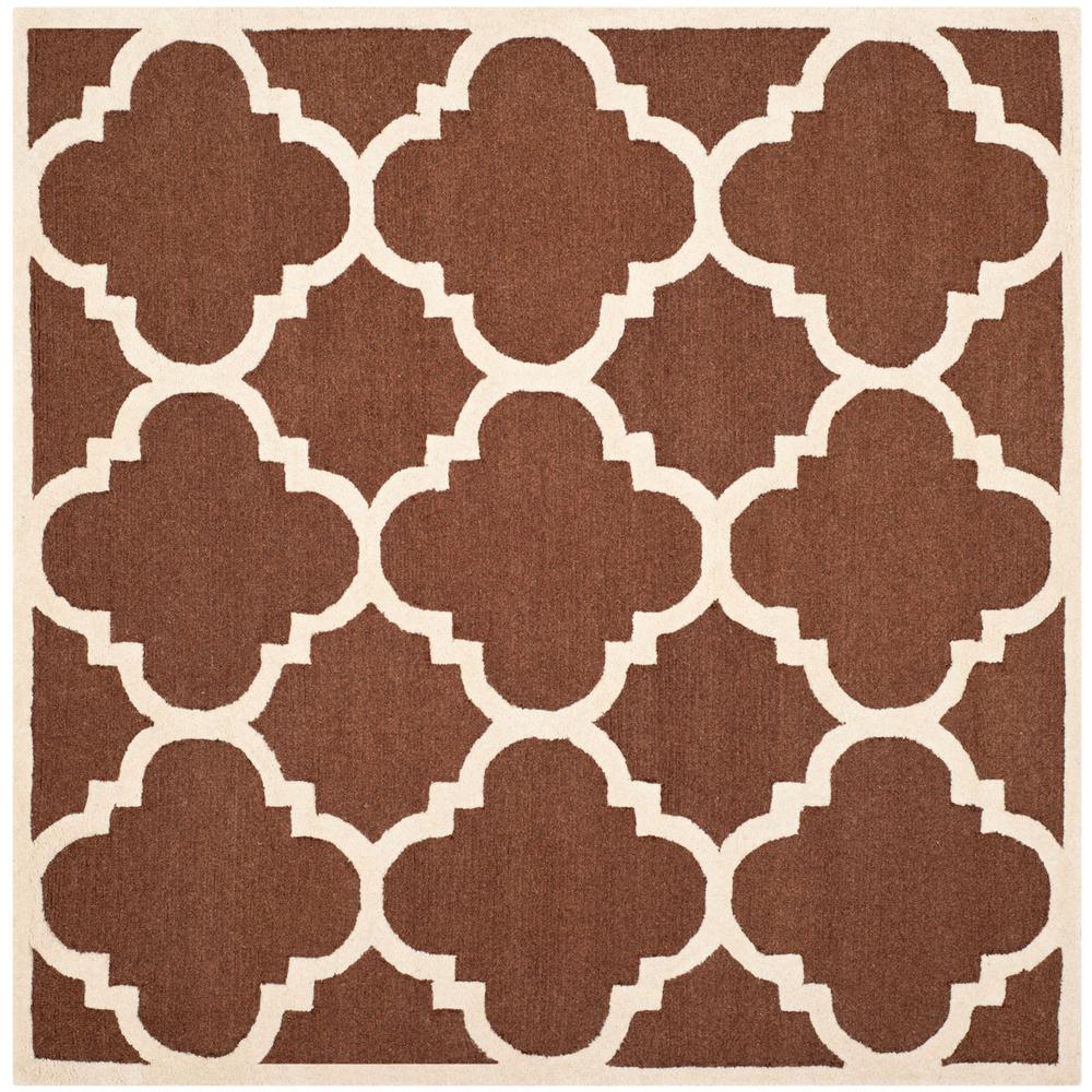 CAMBRIDGE, DARK BROWN / IVORY, 8' X 8' Square, Area Rug, CAM140H-8SQ. Picture 1