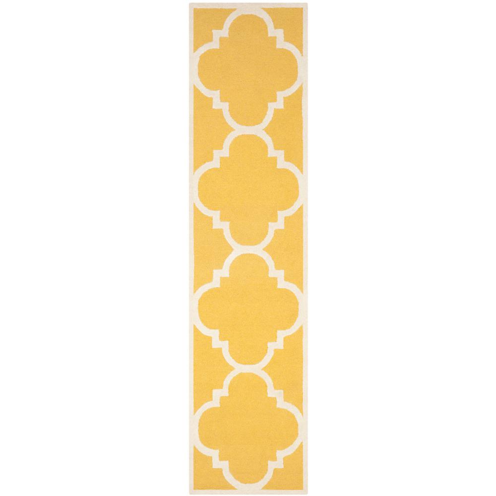 CAMBRIDGE, GOLD / IVORY, 2'-6" X 12', Area Rug, CAM140Q-212. Picture 1