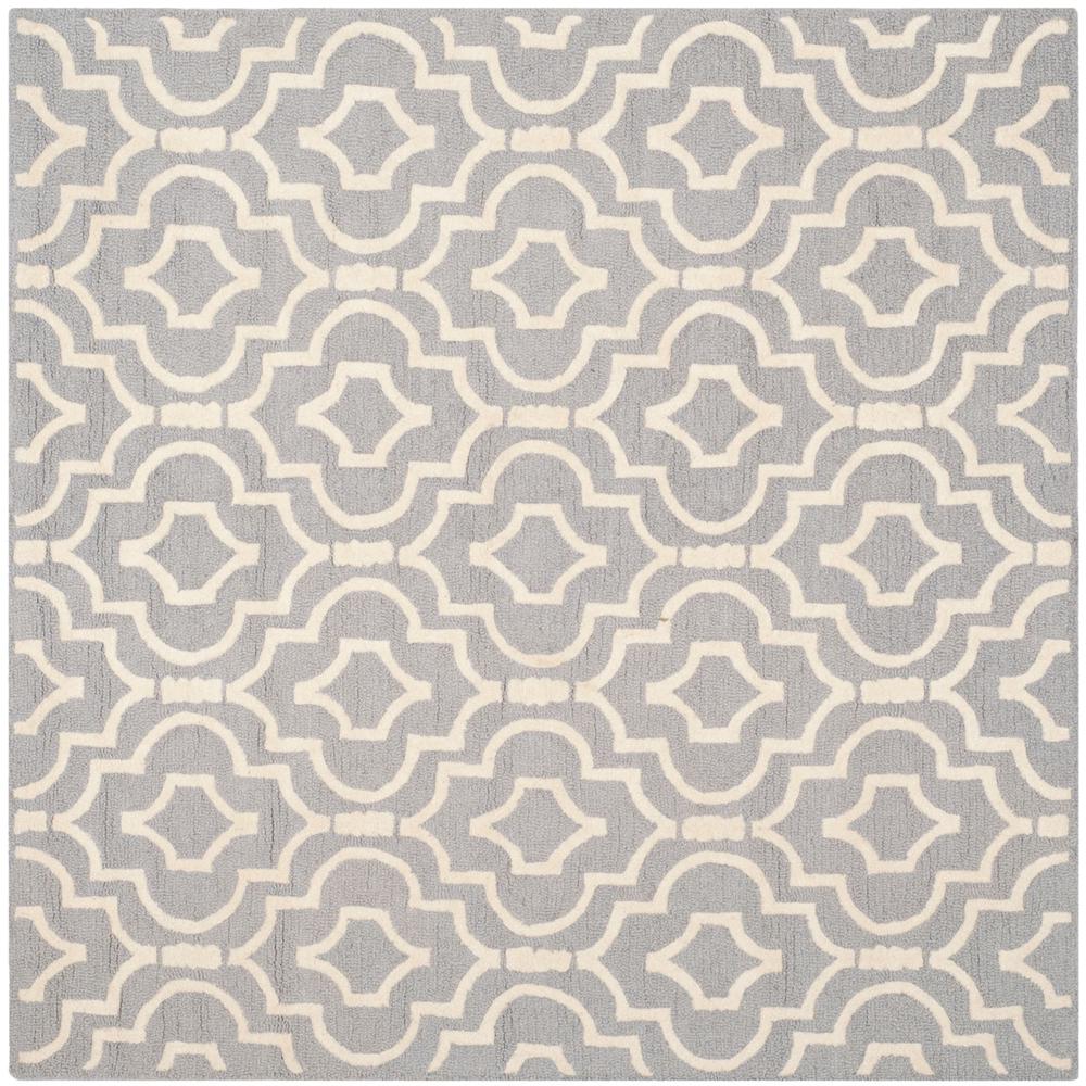 CAMBRIDGE, SILVER / IVORY, 8' X 8' Square, Area Rug, CAM141D-8SQ. Picture 1